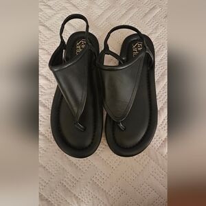 Franco Sarto Black Kids Leather Thong Sandals